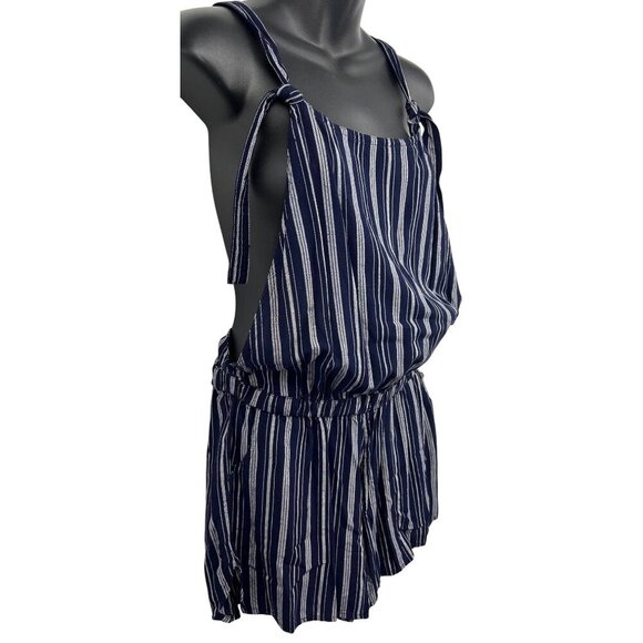 Roxy Sandy Break Stripe Romper Adjustable Strap Blue Shorts Sleeveless NWT New - Picture 4 of 9